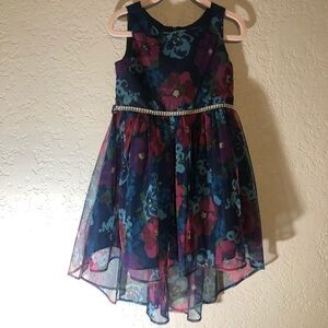 Youngland Embellished Floral Mesh Hi-Low Dress (Little Girls) 4T